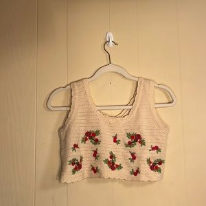 Floral Knit Crop Tank - Small